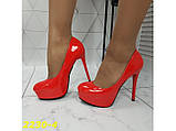 Туфлі червоні на шпильці з платформою К2230-4, фото 3
