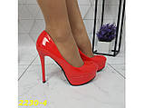 Туфлі червоні на шпильці з платформою К2230-4, фото 4