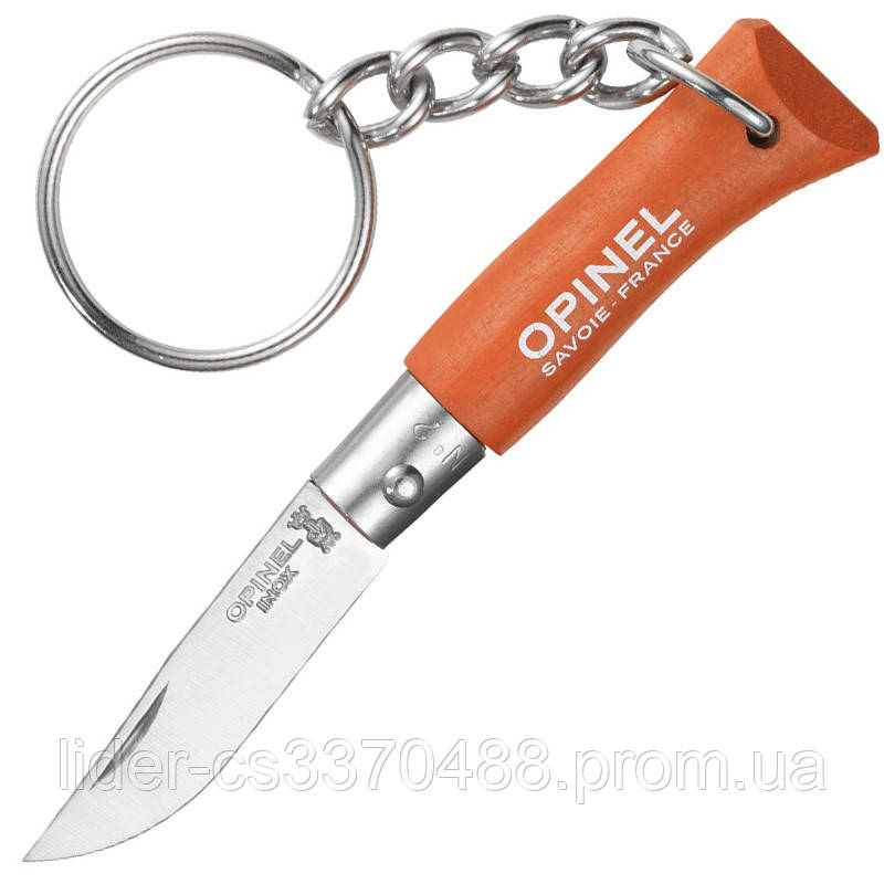 

2 в 1 - нож складной + брелок Opinel Keychain №2 Inox (длина: 80мм, лезвие: 35мм), оранжевый