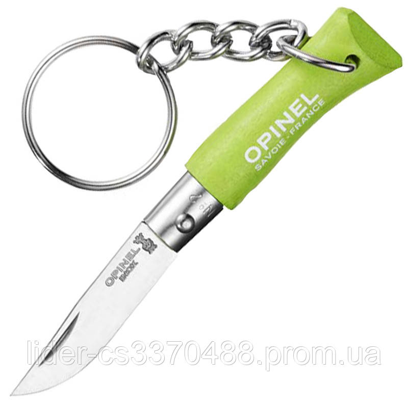 

2 в 1 - нож складной + брелок Opinel Keychain №2 Inox (длина: 80мм, лезвие: 35мм), салатовый