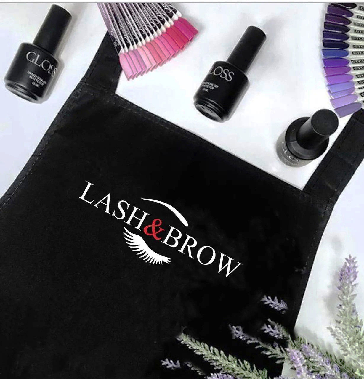 

Фартук с принтом "Lash and Brow", Черный