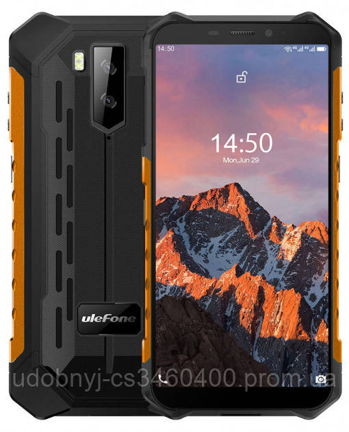 

Смартфон водонепроницаемый, противоударный с двойной камерой и NFC на 2 sim Ulefone ARMOR X5 Pro Orange 4/64гб, Оранжевый