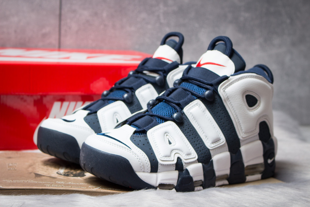 Мужские кроссовки в стиле Nike Найк More Uptempo, тёмнo-cиние 44 (28,1 см), Синий
