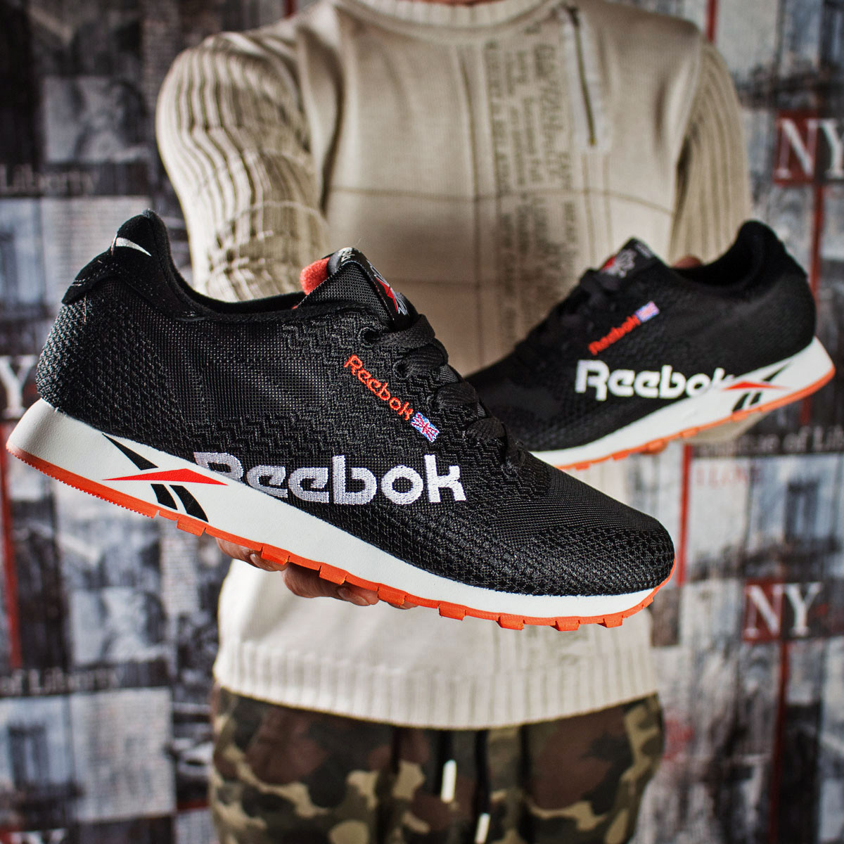 

Мужские кроссовки в стиле Reebok Рибок Classic, черные 46 (29,5 см), Черный