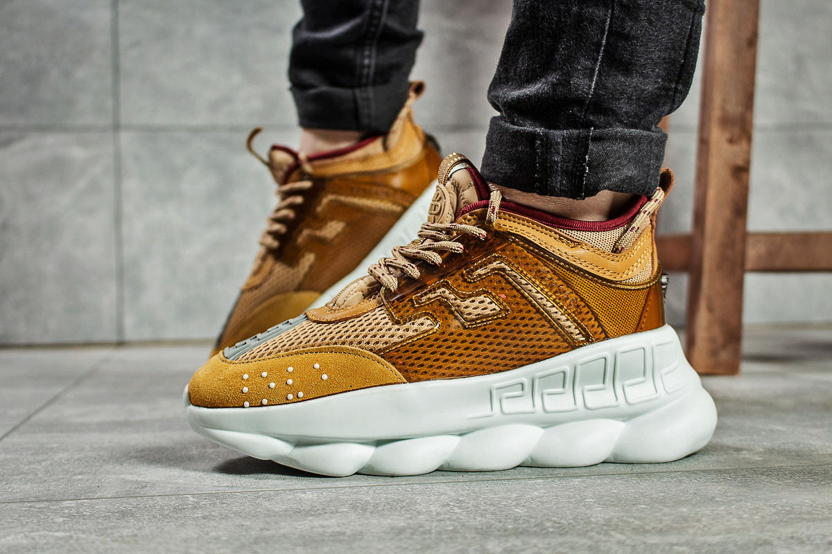 

Женские кроссовки в стиле Versace Chain Reaction, рыжие с белым 40 (25 см), Рыжий