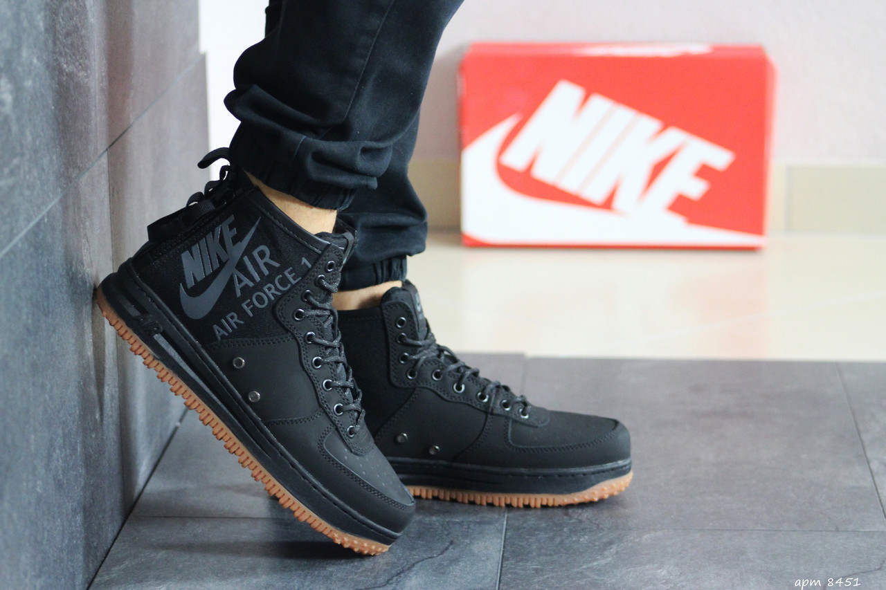 

Мужские кроссовки в стиле Nike Найк Air Force 1, кожа, черные 41 (26 см), Черный