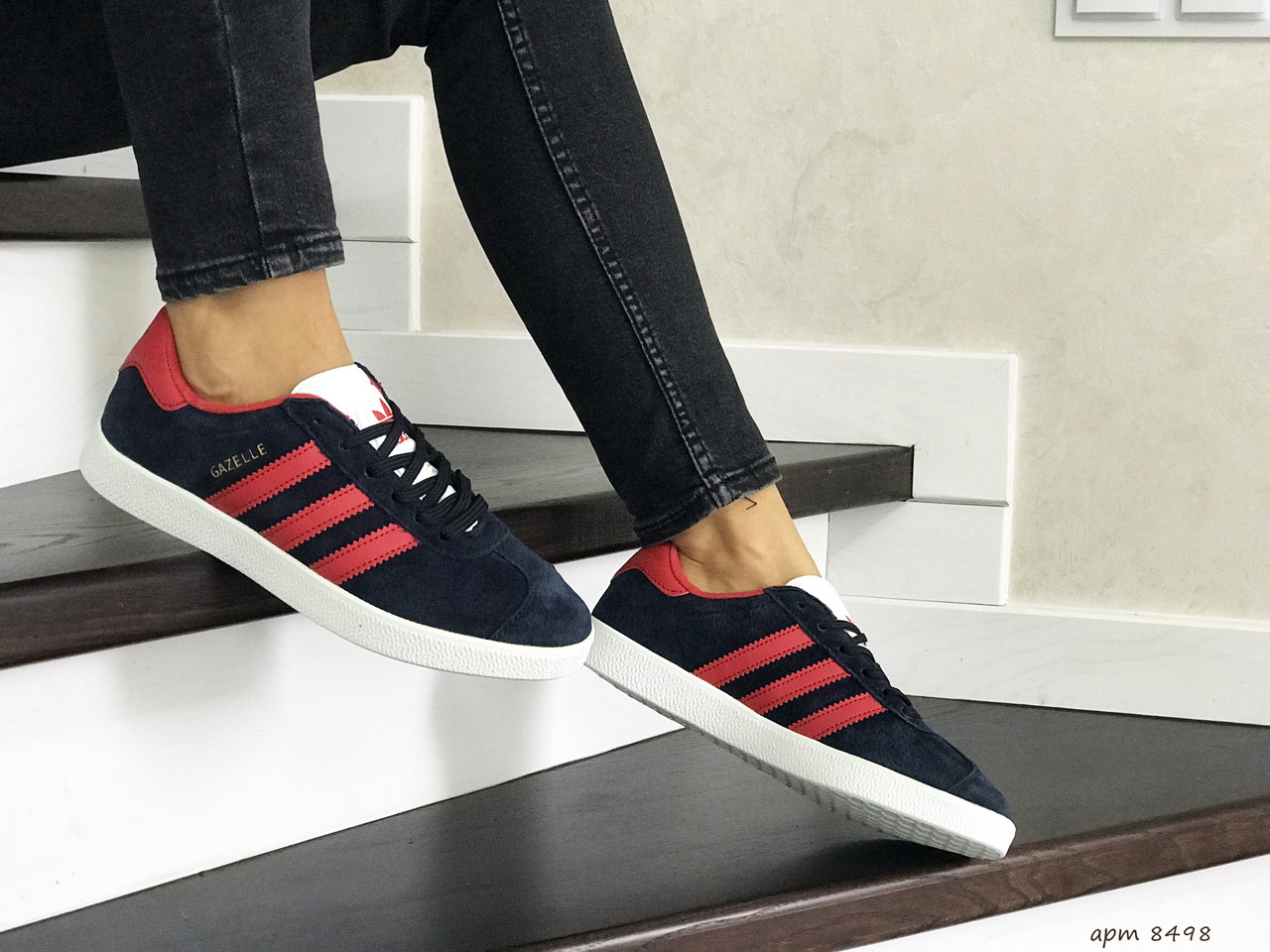 

Женские кроссовки в стиле Adidas Адидас Gazelle, синие с красным 36 (22,9 см), Синий