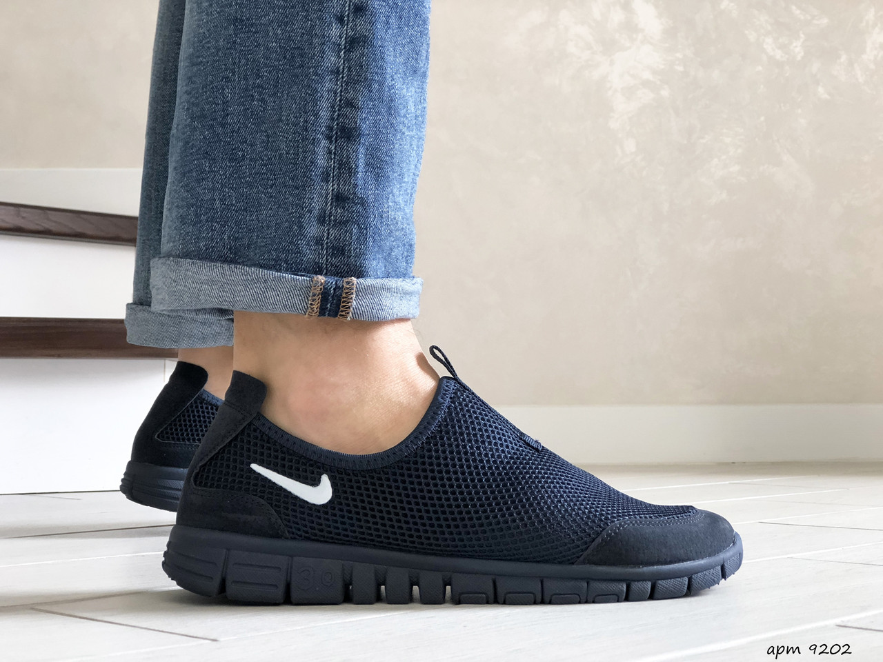 

Мужские кроссовки Nike Найк Free Run 30, синие 44 (28 см), Синий