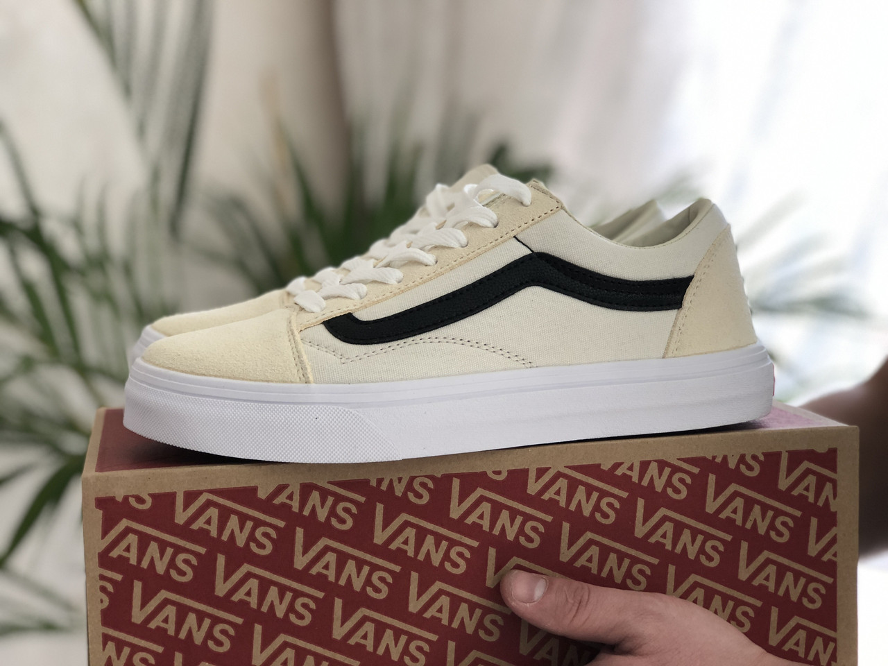 

Мужские кроссовки в стиле Vans Ванс, бежевые 42 (26 см), Бежевый