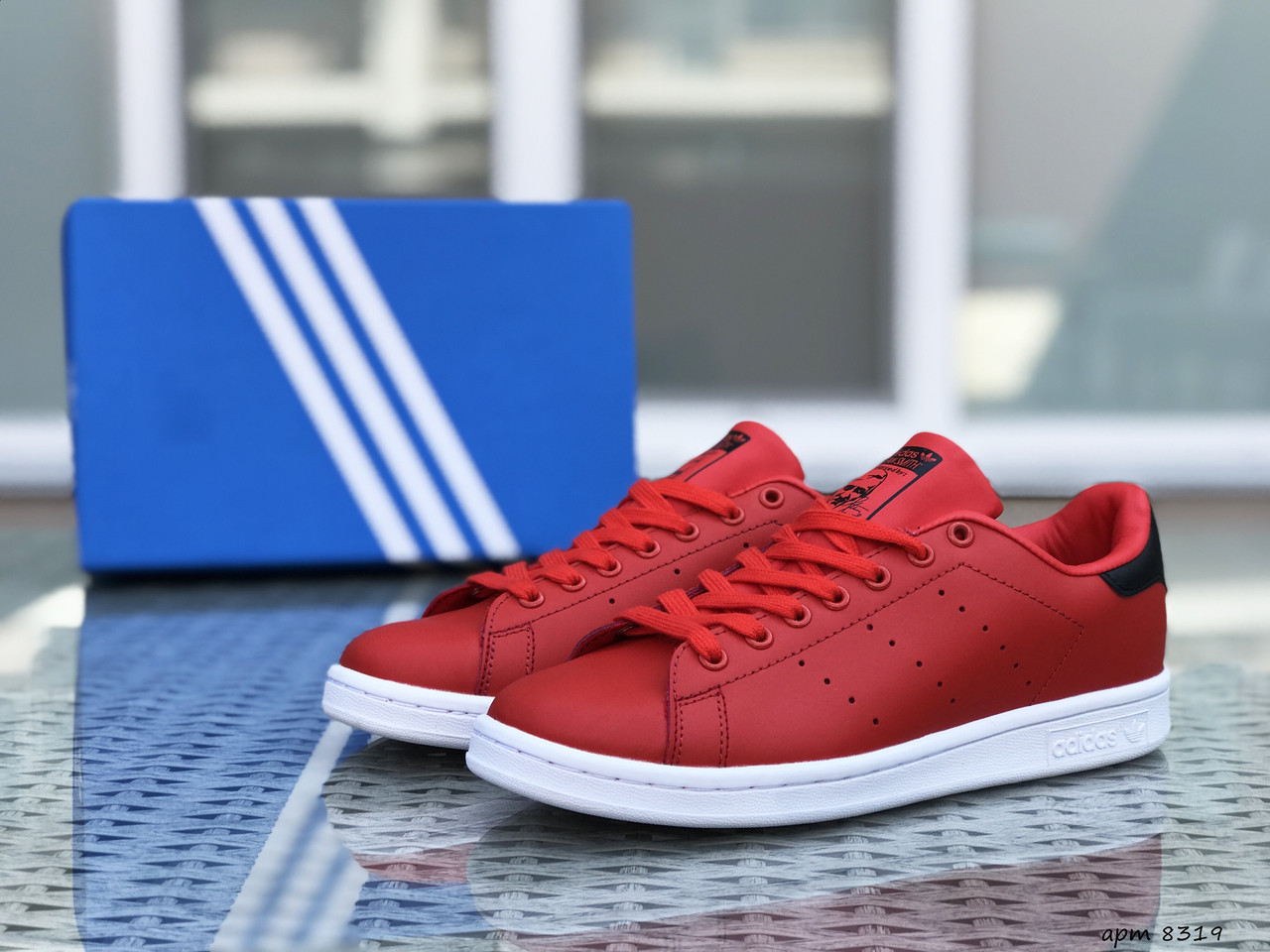 

Мужские кроссовки в стиле Adidas Адидас Stan Smith, кожа, красные с белым 42 (26,8 см), Красный