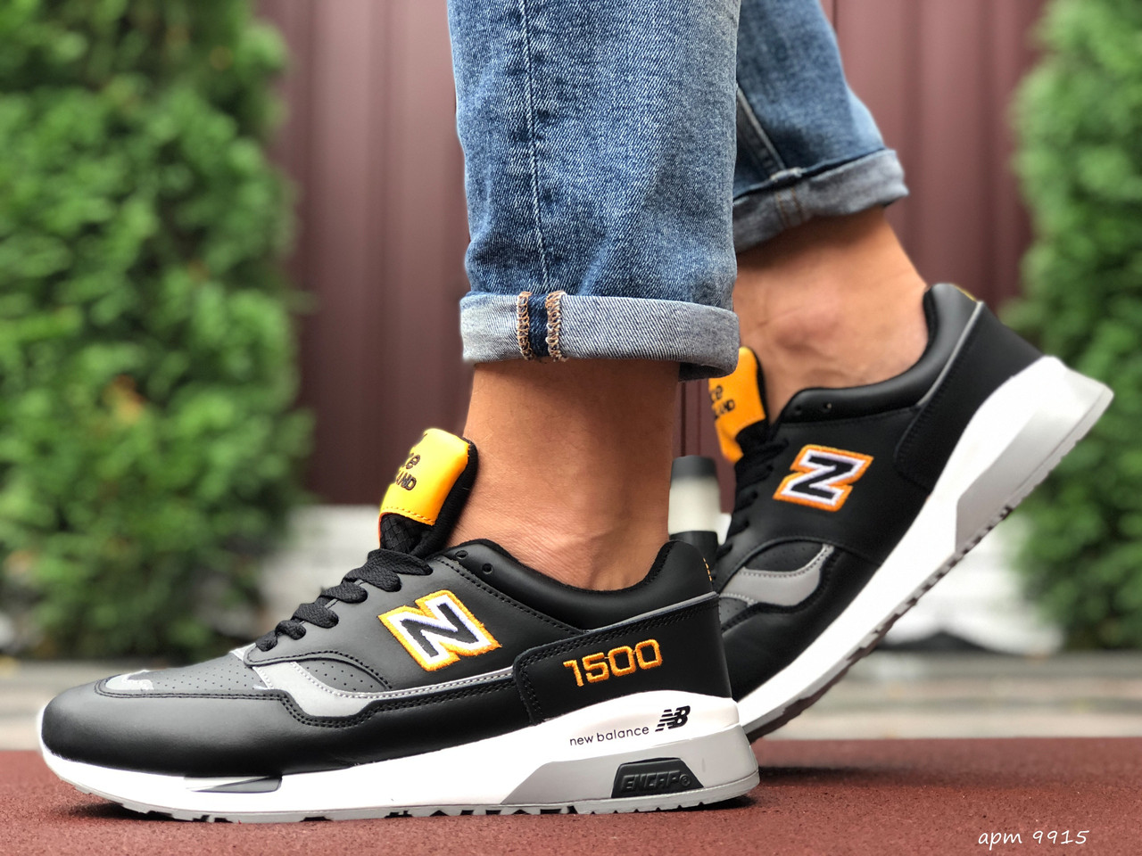 

Мужские кроссовки в стиле New Balance Нью беланс 1500, кожа, черные с желтым 45 (28,8 см), Черный