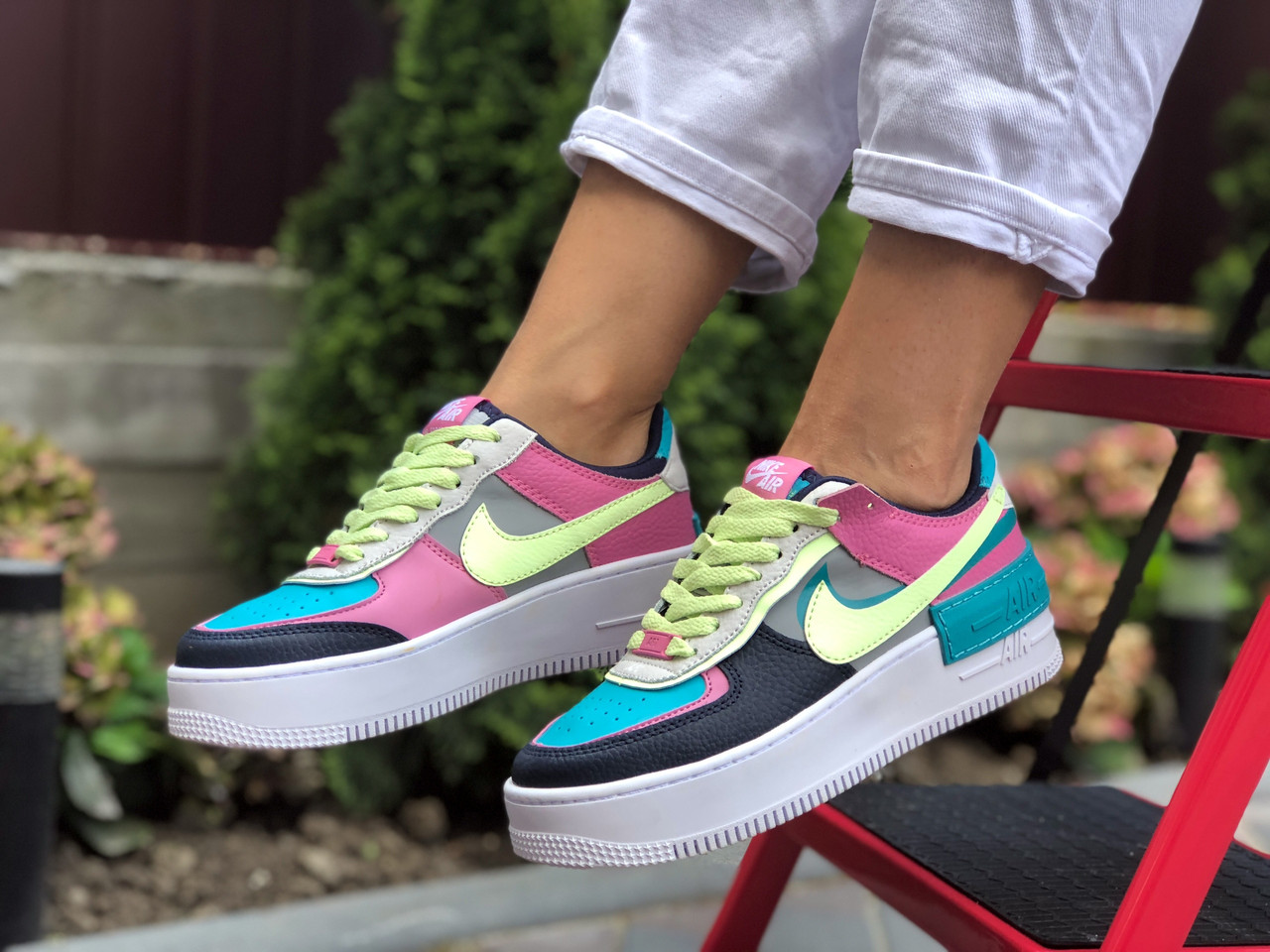 

Женские кроссовки в стиле Nike Найк Air Force 1 Shadow, кожа, разноцветные, 40 (25 см), Белый