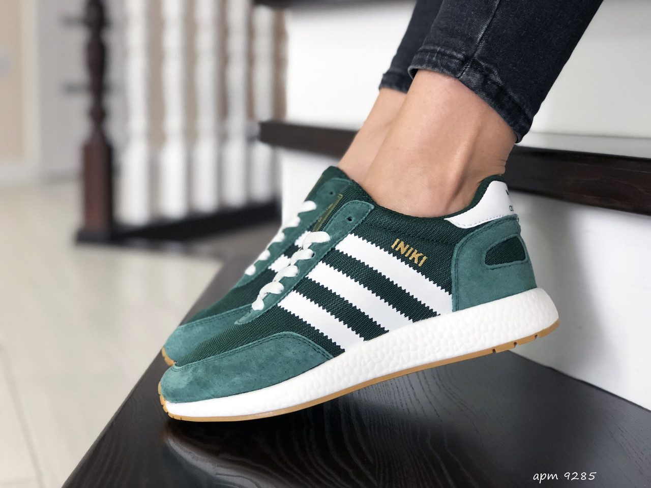 

Женские кроссовки в стиле Adidas Адидас INIKI, зеленые с белым, 38р, Зеленый