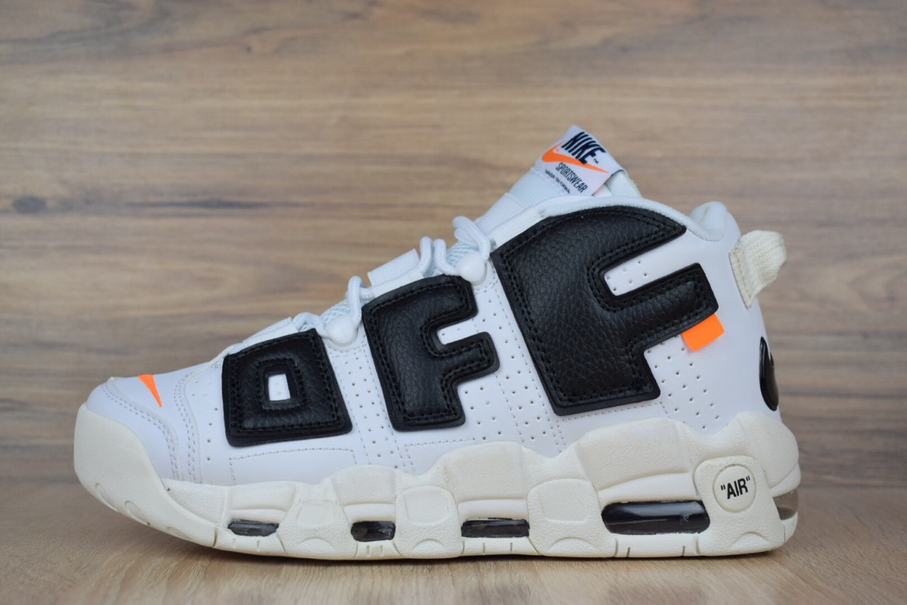 

Мужские кроссовки в стиле Nike Найк Air More Uptempo x OFF White, кожа белые 45 (28,5 см), Белый