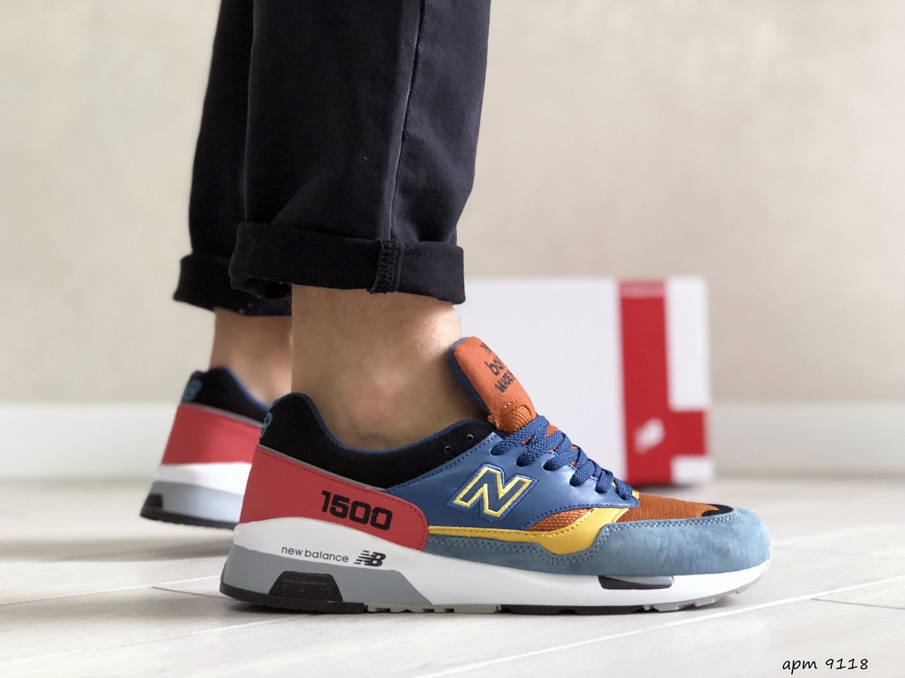 

Мужские кроссовки в стиле New Balance Нью беланс 1500, кожа, синие с коричневым 43 (27 см), Синий