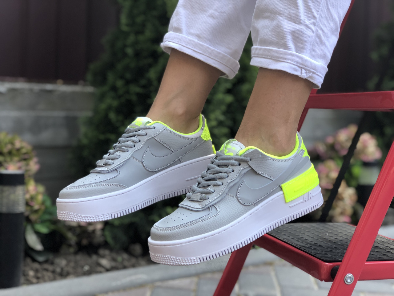 

Женские кроссовки в стиле Nike Найк Air Force 1 Shadow, кожа, серые с белым, 37 (23,5 см), Белый