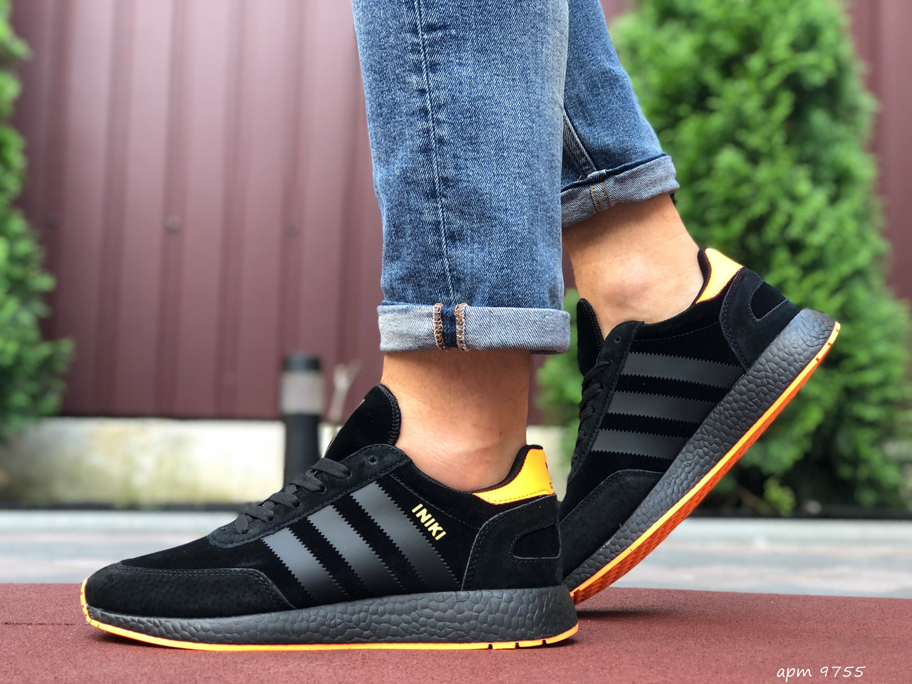 

Мужские кроссовки в стиле Adidas Адидас Iniki, черные с оранжевым, 44 (28 см), Черный