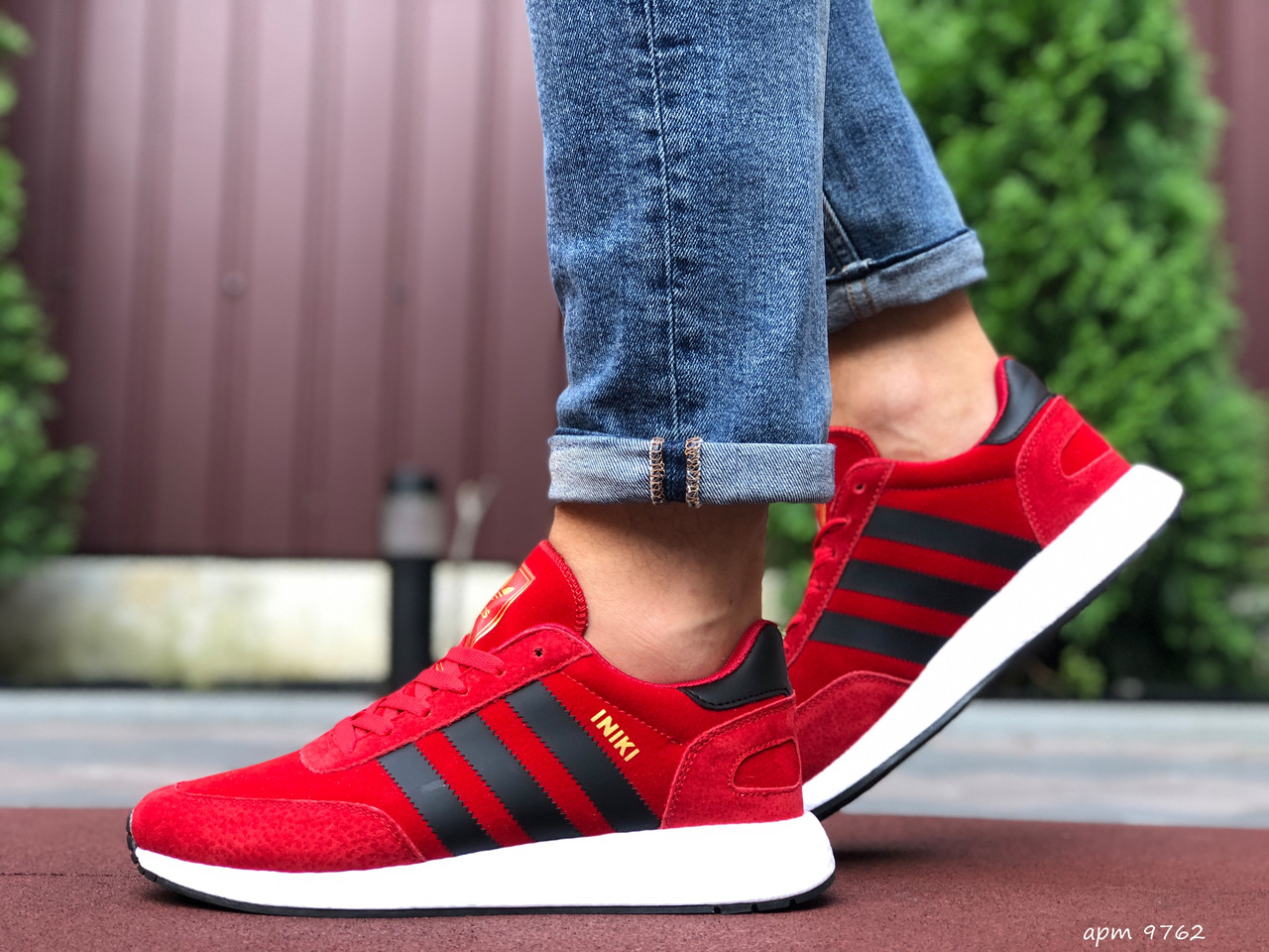 

Мужские кроссовки в стиле Adidas Адидас Iniki, красные с черным, 46 (29,5 см), Красный