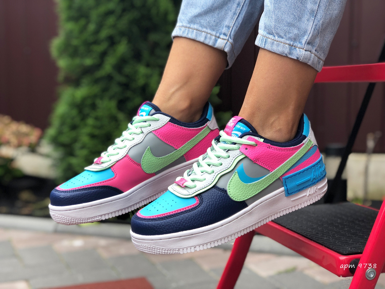 

Женские кроссовки в стиле Nike Найк Air Force 1 Shadow, кожа, серые с салатовым, 36 (23 см), Белый