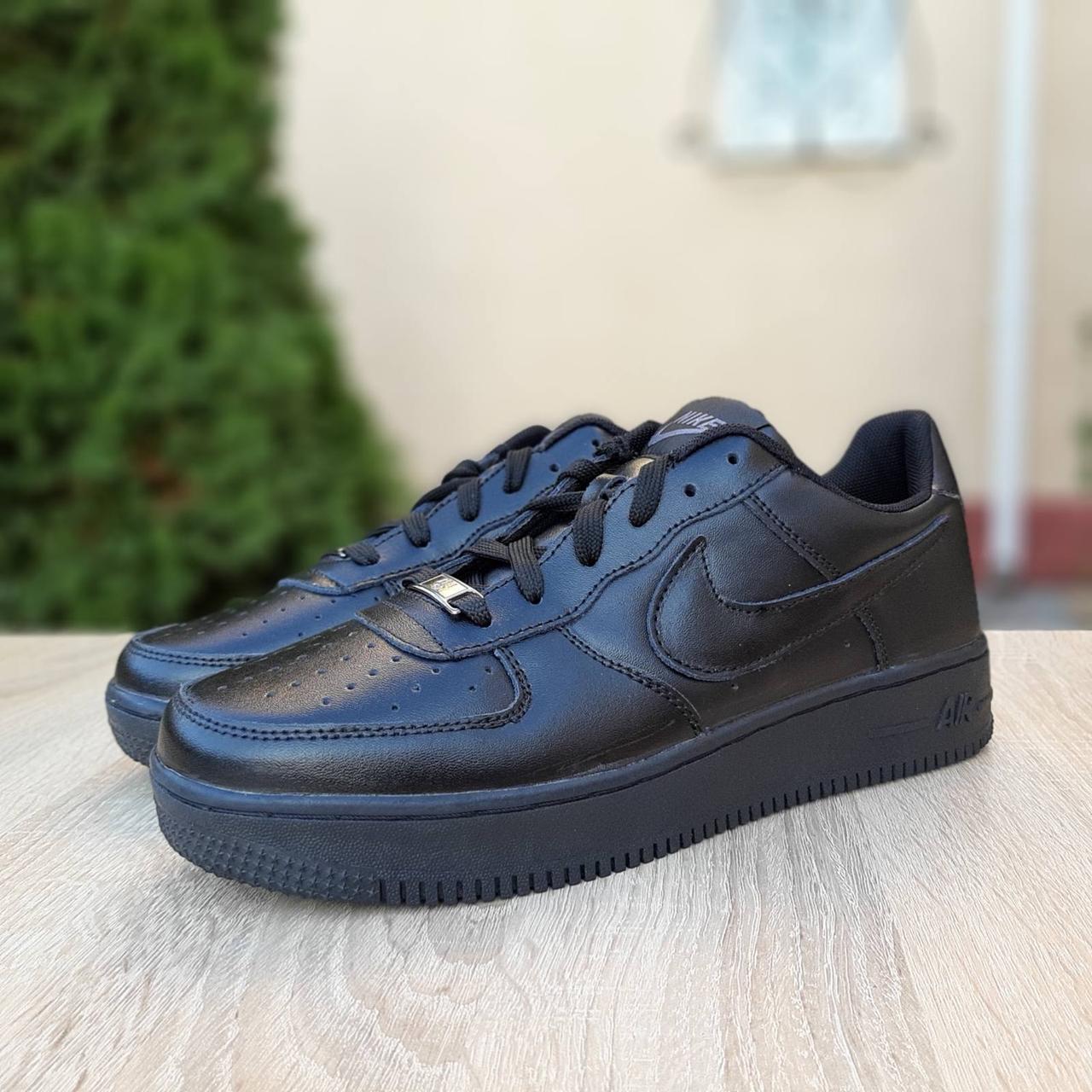 

Мужские кроссовки в стиле Nike Найк Air Force 1, кожа, черные 44 (28 см), Черный