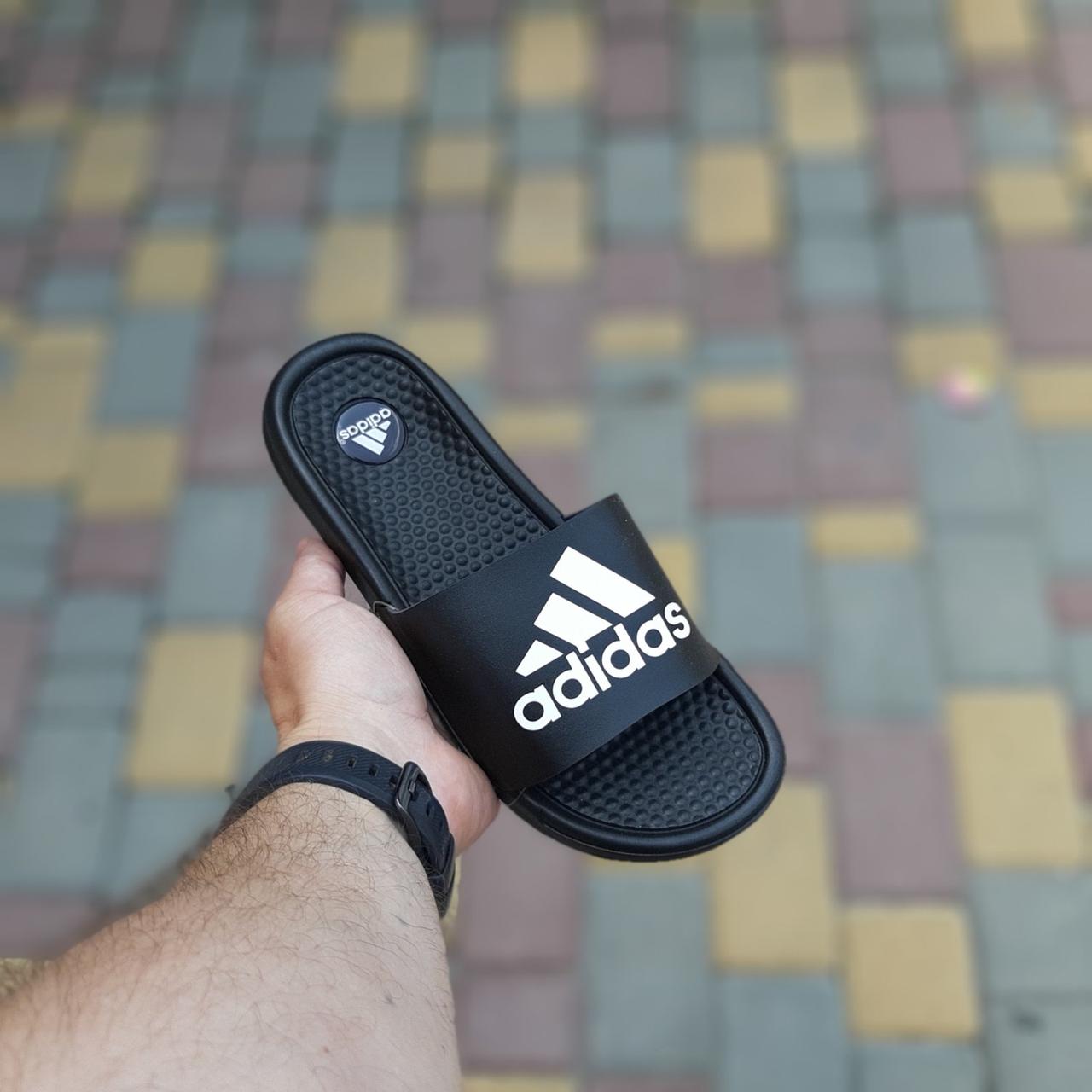 

Мужские шлепанцы в стиле Adidas Адидас, черные 43 (28 см), Черный