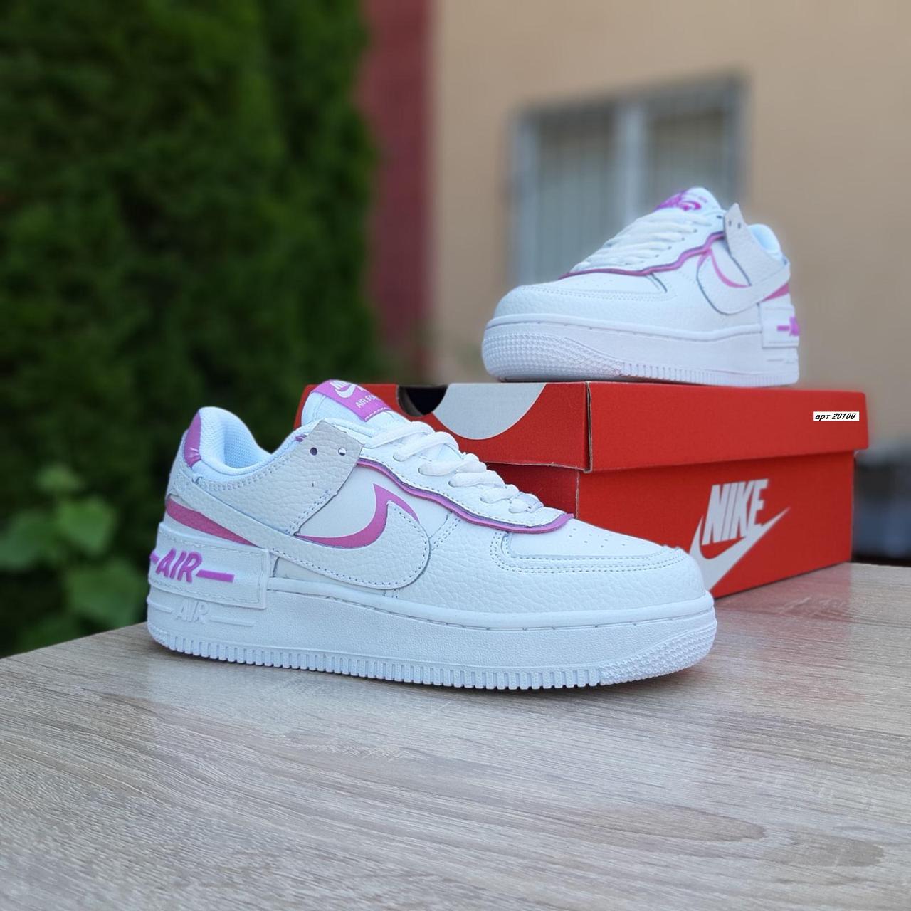 

Женские кроссовки в стиле Nike Найк Air Force 1 Shadow, кожа, белые с розовым, 36 (23 см), Белый