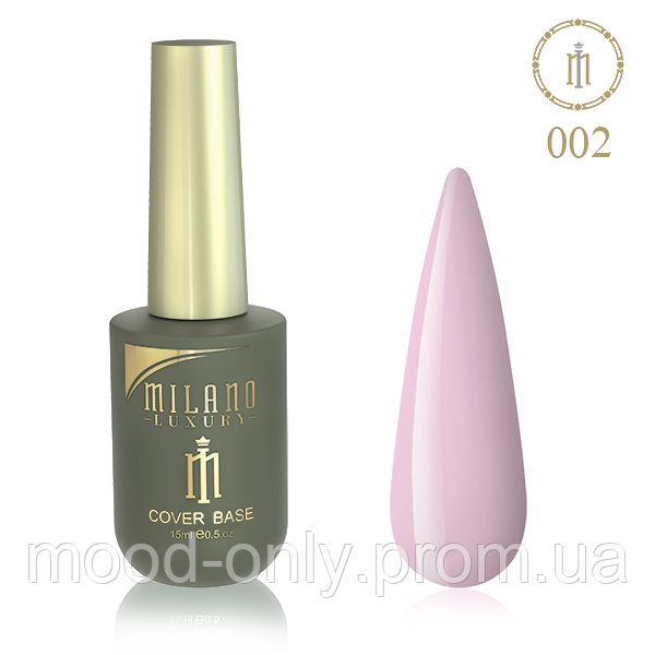 

Milano Luxury 15ml, Cover rubber Base Gel №02, Розовый