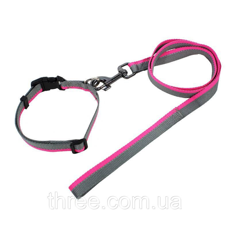 

Ошейник для собак TUFF HOUND TC00305 Pink Gray (2.0*38-51) с поводком принтом