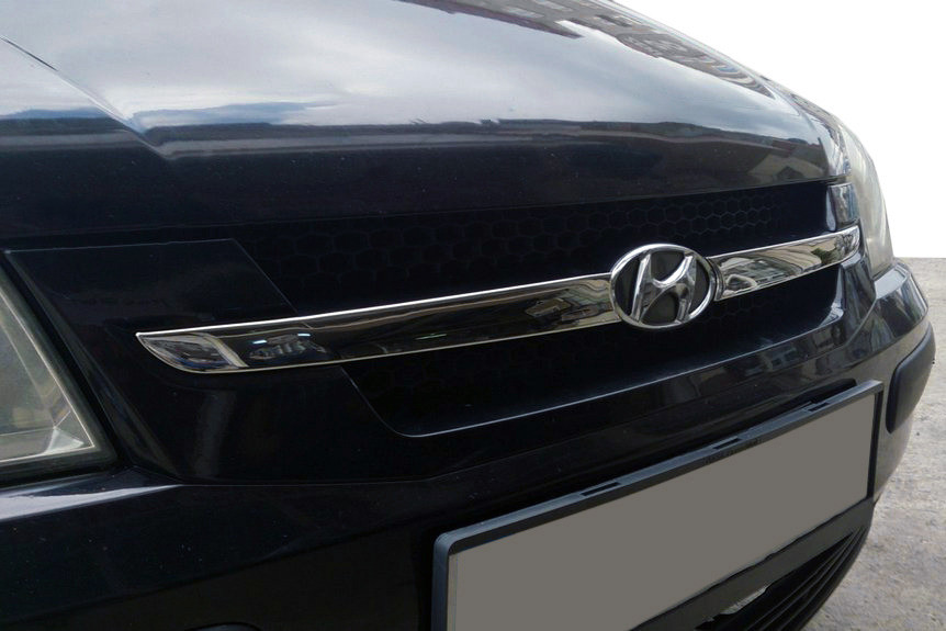 

Hyundai Getz Накладки на решетку радиатора (2 част., нерж.)
