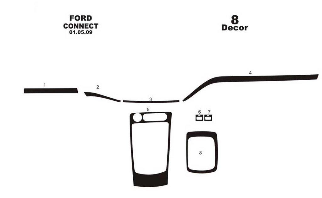 

Ford Connect 2010-2014 гг. Накладки на панель (маленький комплект) Дерево