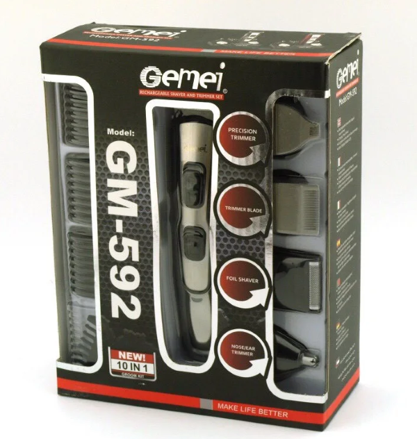 

Профессиональная машинка для стрижки волос Gemei gm-592 10в1