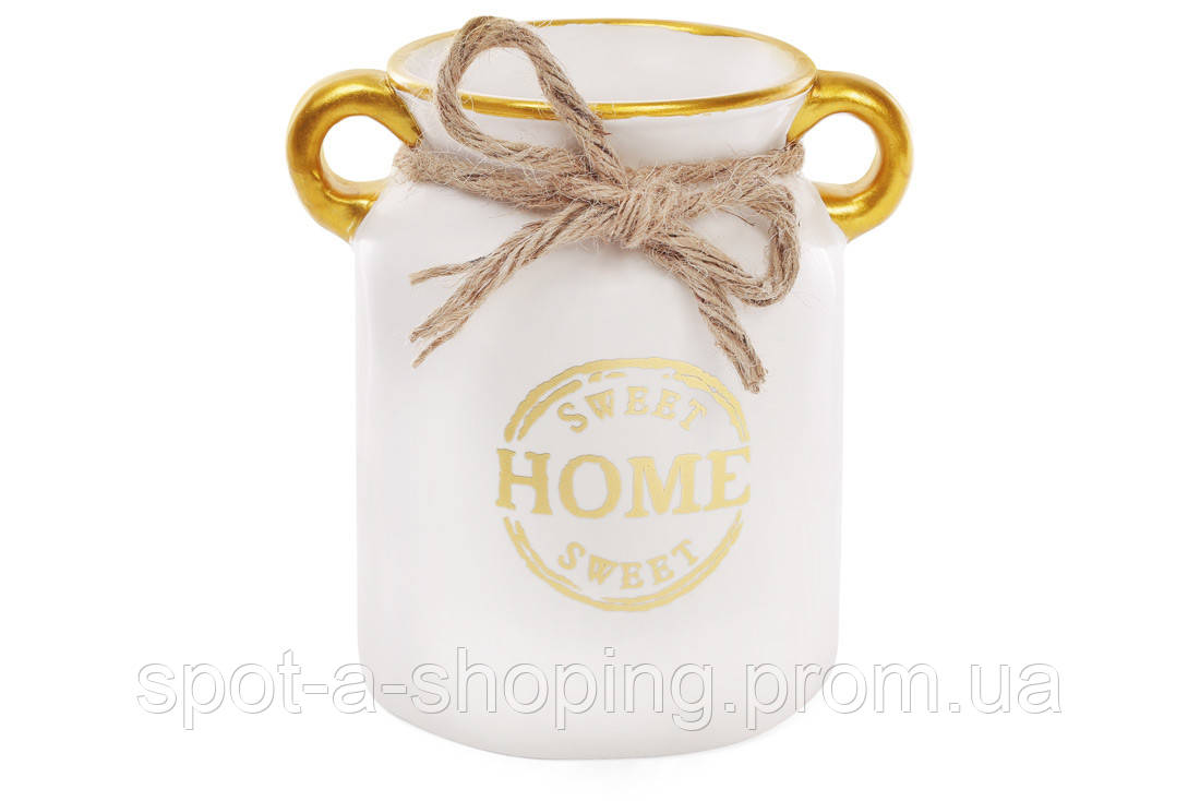 

Ваза керамическая "Home sweet home" 17см, цвет - белый с золотом BonaDi 733-182