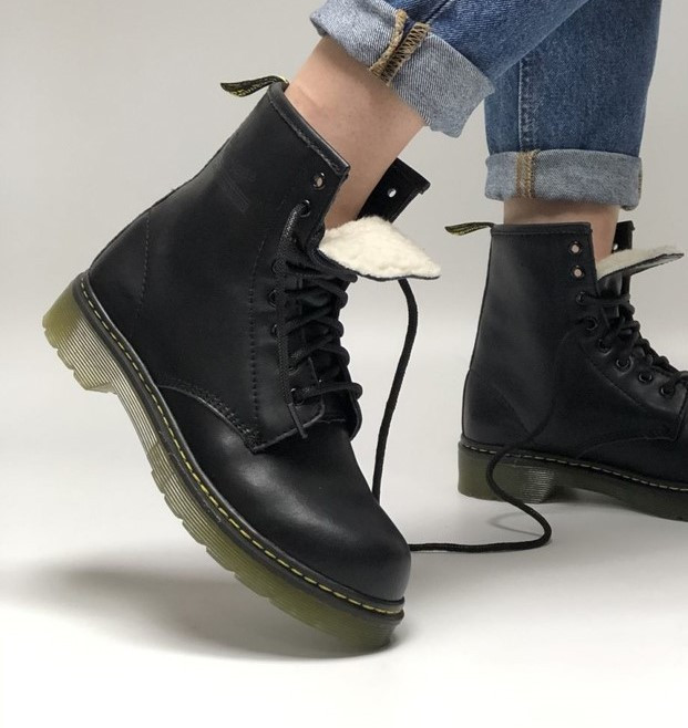 

Dr. Martens 1460 Fur Winter Black (мех) | берцы/ботинки мартинсы; женские; черные; зимние; с мехом, Черный