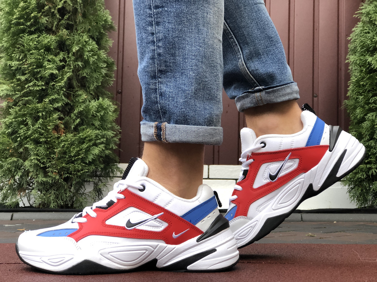 

Мужские кроссовки в стиле Nike Найк M2K Tekno, белые с синим. 46 (29,5 см), Белый