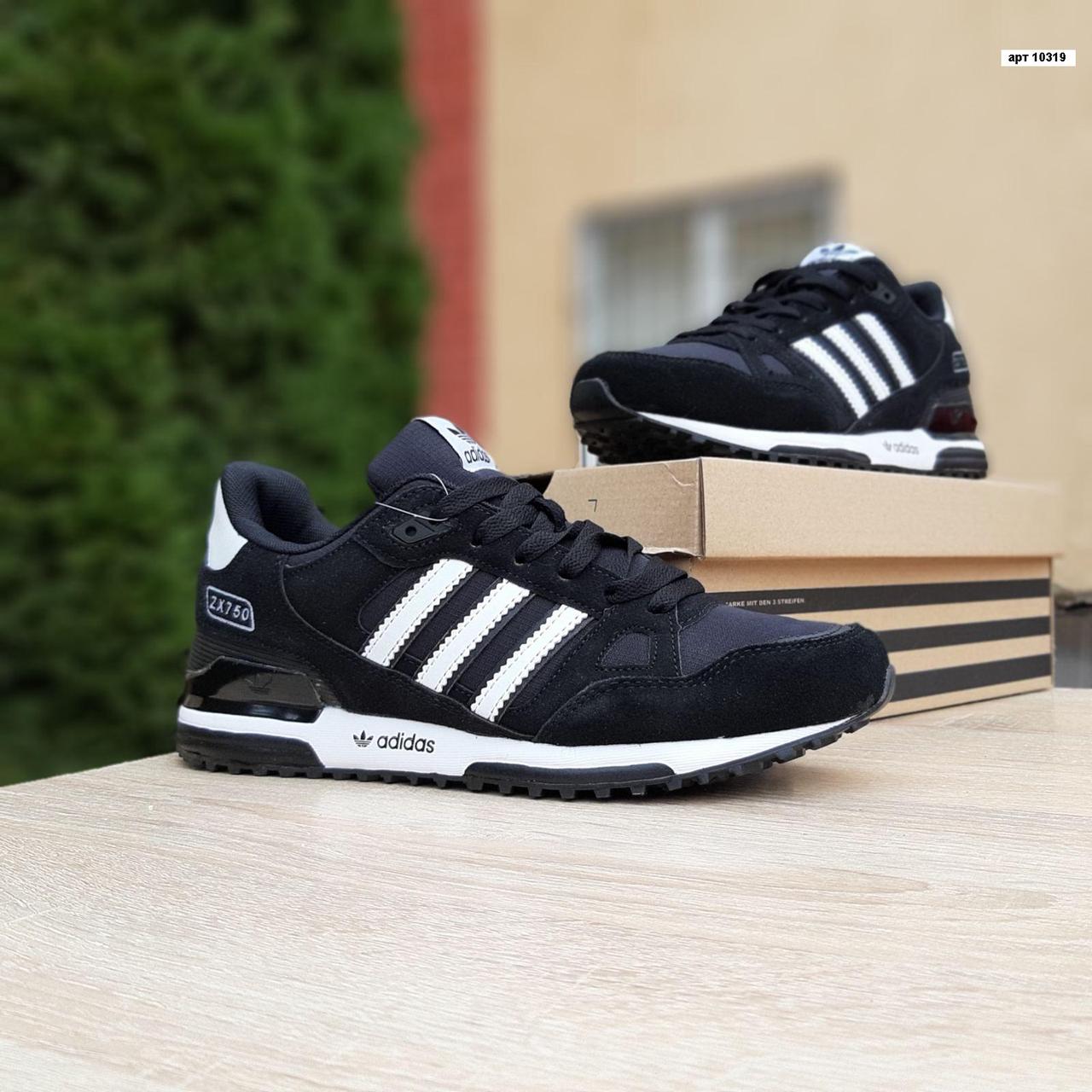 

Мужские кроссовки в стиле Adidas Адидас ZX 750, черные с белым. 43 (27,5 см), Черный