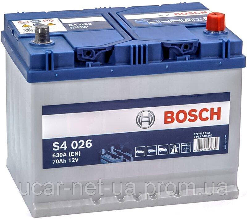 

Аккумулятор Bosch S4026 70 Ah 630 A (-+, R) Asia (0092S40260)