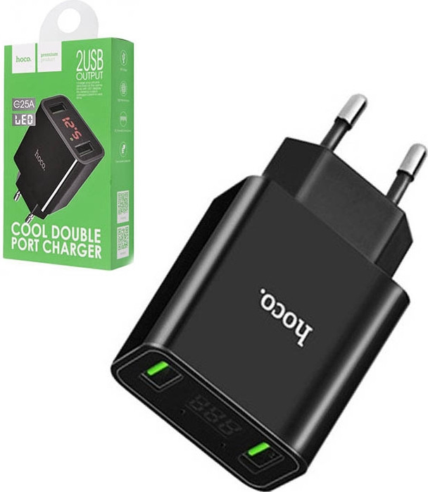 

Сетевое зарядное устройство HOCO C25A Cool 2USB 2.2A black (36268)