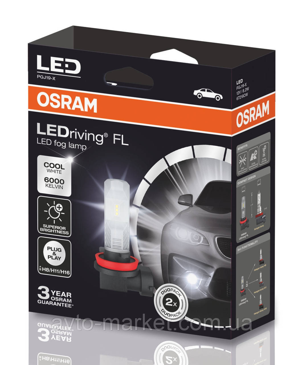 

Автолампа OSRAM LED H11/H8/H16