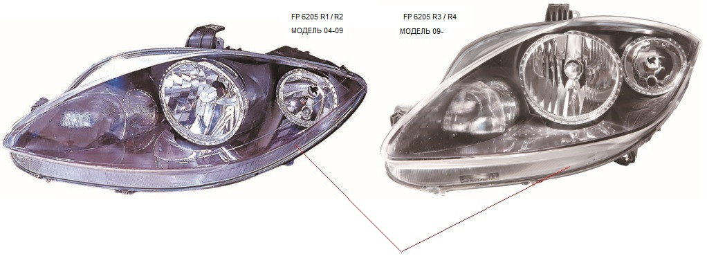 

Левая фара SEAT TOLEDO (артикул FP 6205 R1-E)