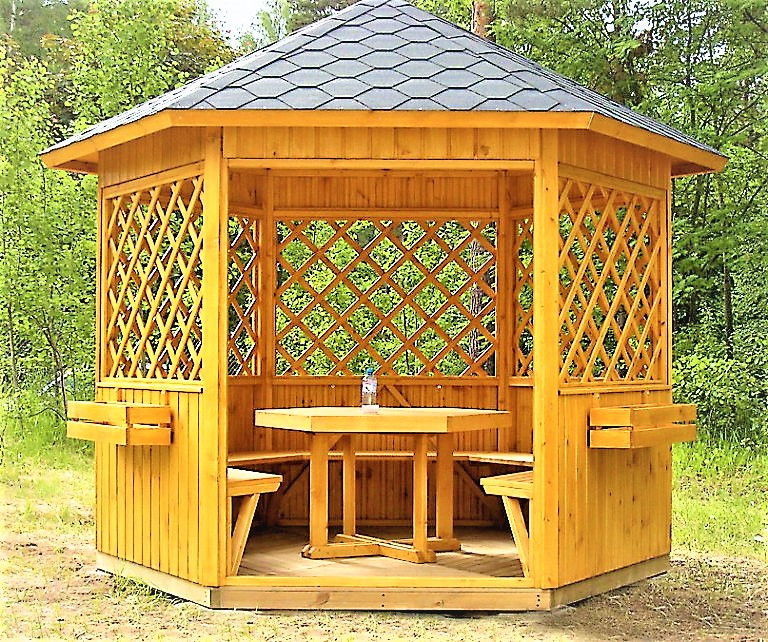 

Беседка шестигранная из дерева 2,5 м диагональ от производителя Wood Gazebo 011, Темный орех