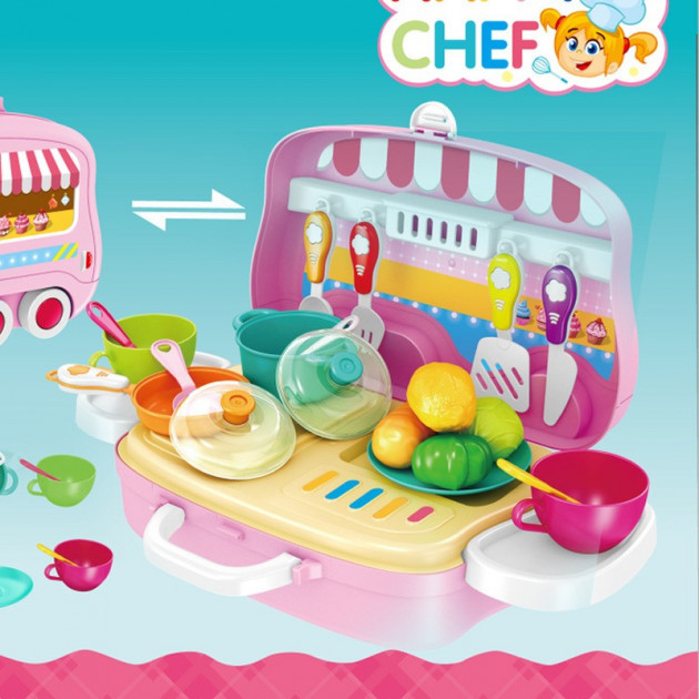 

Игровой набор повара Happy Chef игрушечная кухня на 18 предметов + чемоданчик