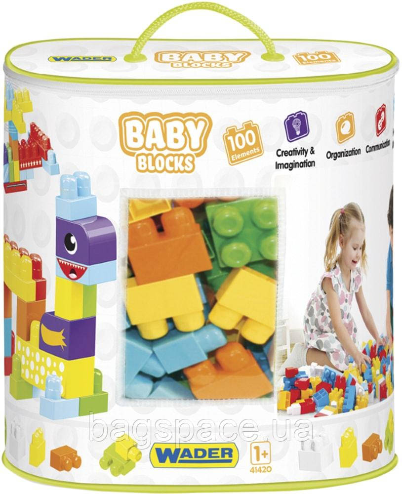 

Конструктор Wader Baby Blocks Мои первые кубики 100 элементов в сумке 41420, КОД: 2437184