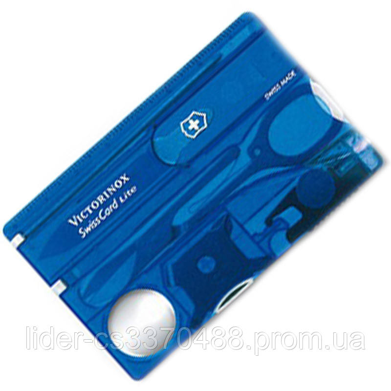 

Набор Victorinox Swisscard Lite (82х54х4мм, 13 функций), синий прозр. 0.7322.Т2
