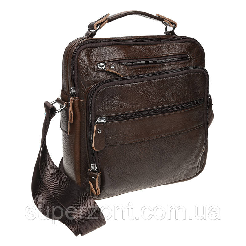 

Мужская кожаная сумка на плечо Borsa Leather K15112-brown, Коричневый