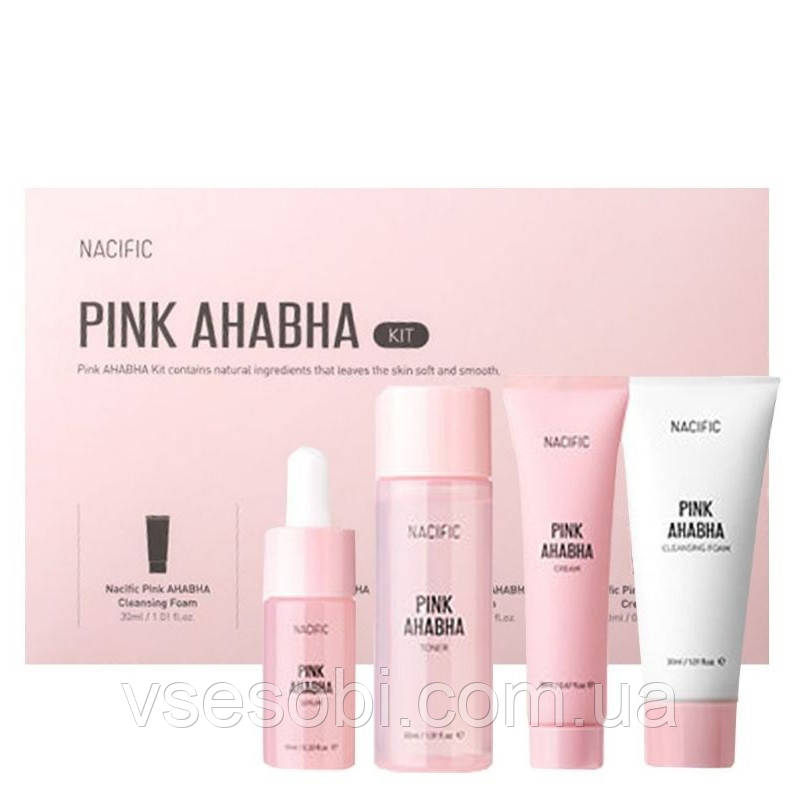 

Регенерирующий набор с киcлотами Nacific Pink AHA/BHA Kit (пенка+тонер+сыворотка+крем) 100 % оригинал