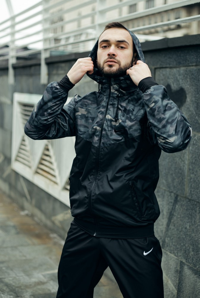 

Nike Windrunner Jacket камуфляж серо-черный