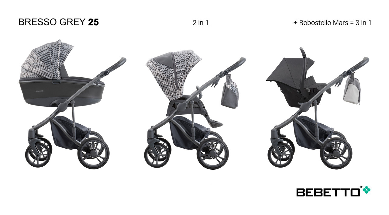 

Универсальная коляска 2 в 1 Bebetto BRESSO NEW, 25 (503.32.20.G25), 25 (графіт рама)