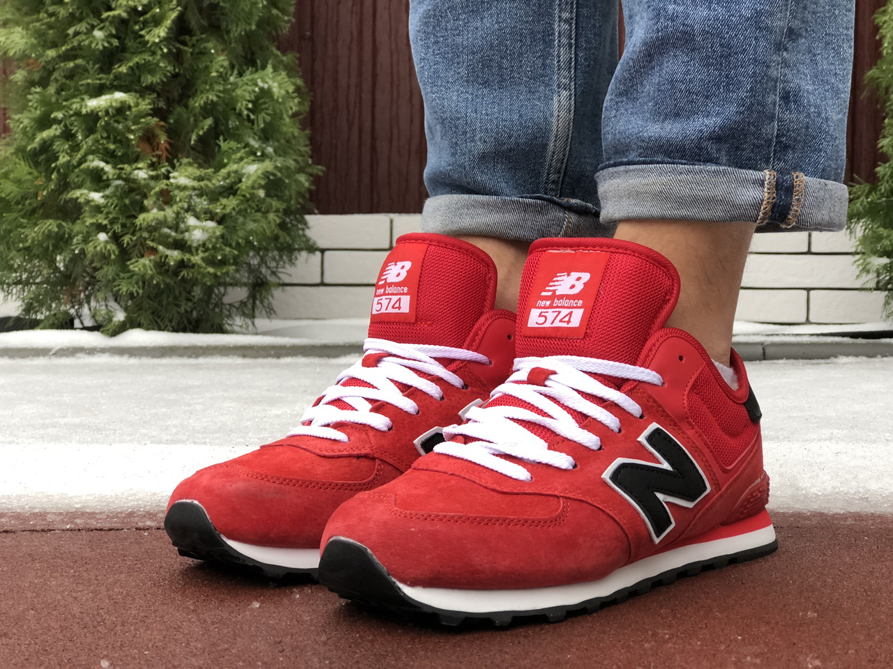 

Мужские зимние кроссовки New Balance 574, красные, Темно коричневый