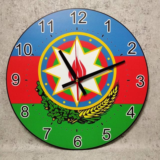 Часы настенные Флаг с гербом Азербайджана 