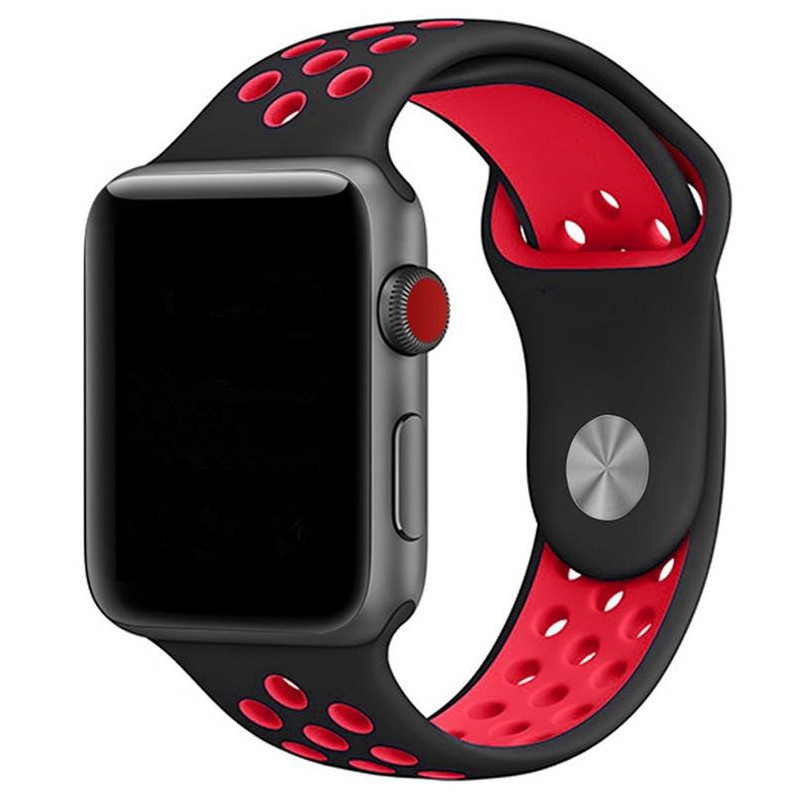 

Силиконовый ремешок Epik Sport Nike+ для Apple watch 38mm / 40mm Спортивный / Матовый / Black / Red